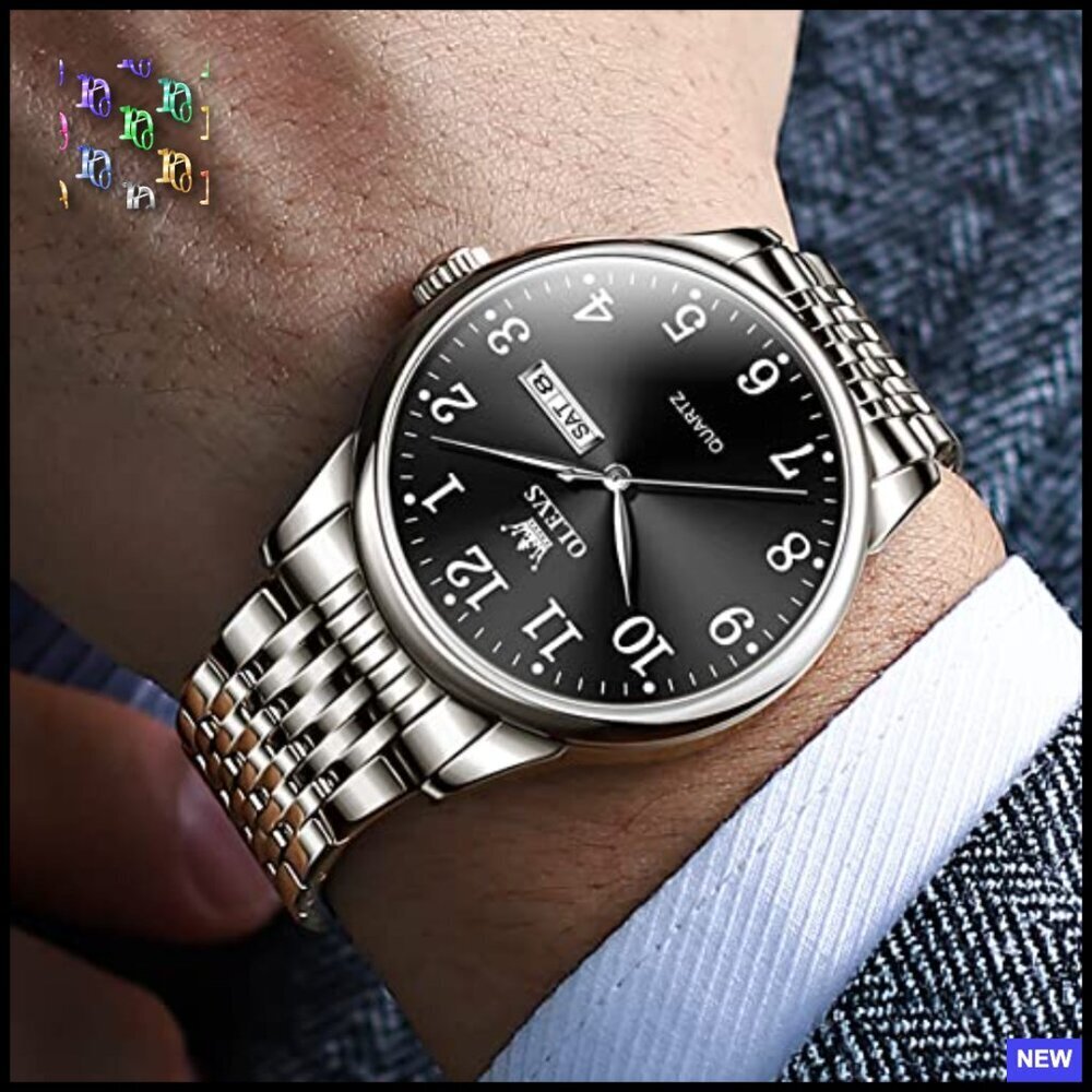 Classic Silver Analog Quartz Watch Waterproof Stainless Steel Dress Casual - Picture 3 of 6